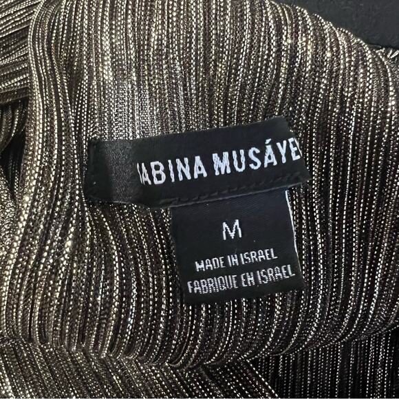 Sabina Musayev Ray Metallic Gold Tiered Maxi Dress Bow Tie Sz M - Picture 7 of 10